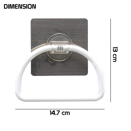 Zeinwap Magic Sticker Series Self Adhesive Plastic Towel Ring for Bathroom and Kitchen-White(Pack of 1) - Image 4