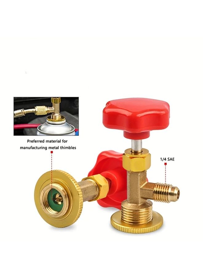 Red Refrigerant Can Tap Valve 1 4 SAE Connector Leak Proof Dispenser for R12 R22 R134a R410a R6000a Gases - Image 4