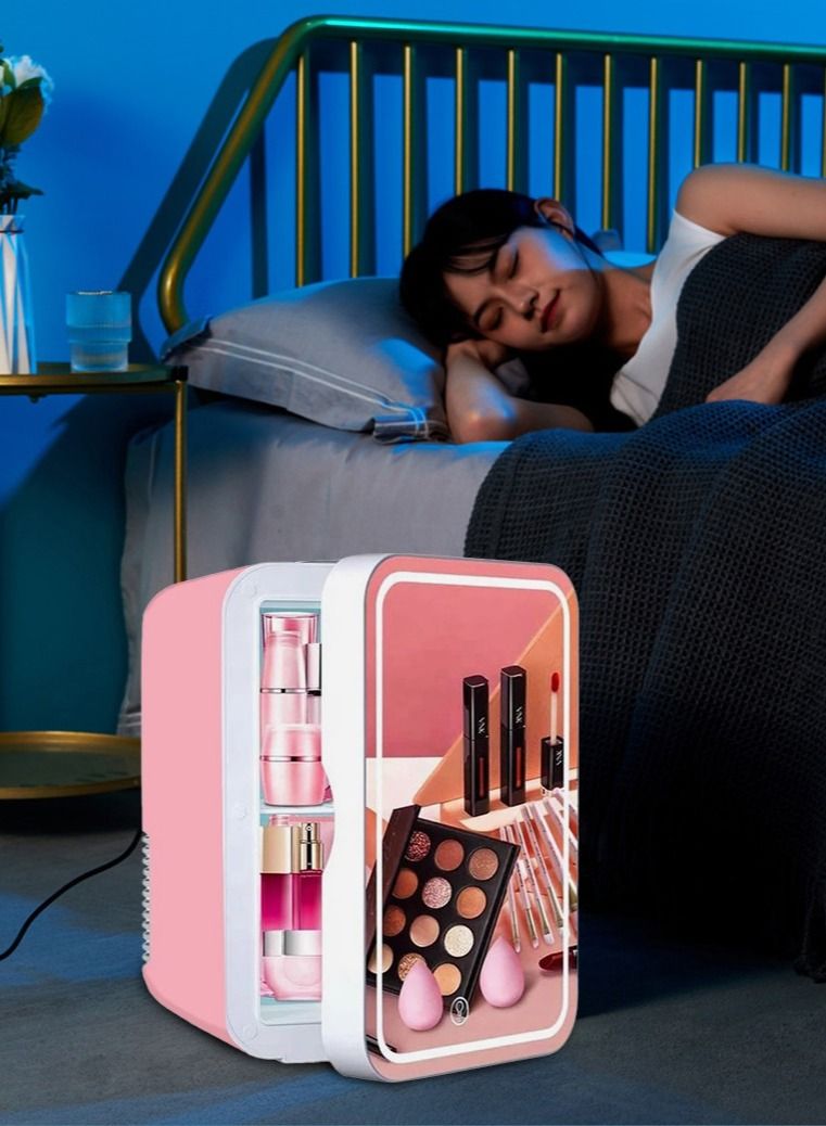 Arabest Mini Fridge 8L Capacity, Skin Care Refrigerator with Mirror, Portable Car Fridge Cooler or Warmer for Drinks Fruits, Vegetables, milk, Cosmetics, Bedroom, Office, Car, Camping, Pink - Image 5