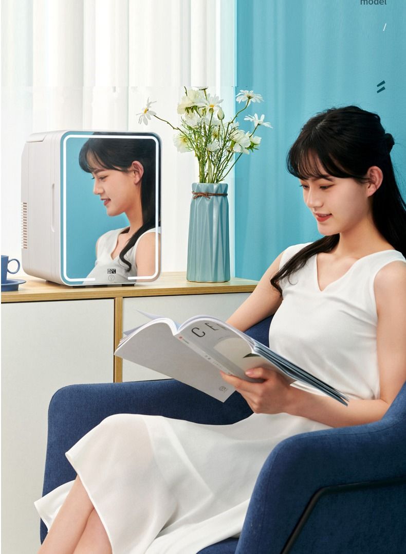 Arabest Mini Fridge 8L Capacity, Skin Care Refrigerator with Mirror, Portable Car Fridge Cooler or Warmer for Drinks Fruits, Vegetables, milk, Cosmetics, Bedroom, Office, Car, Camping, Pink - Image 3