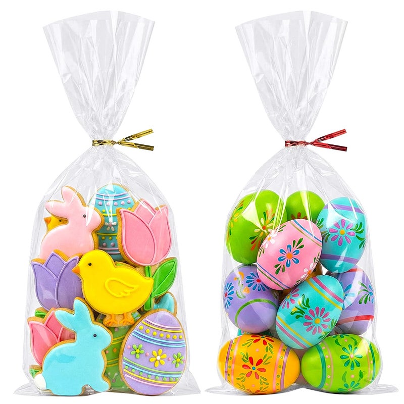 Morepack Cello Cellophane Treat Bags,6x12 Inches Plastic Cello Bags 200 Pcs with Twist Ties for Packaging Dessert,Bakery, Candies,Cookies,Chocolate,Party Favors - Image 1