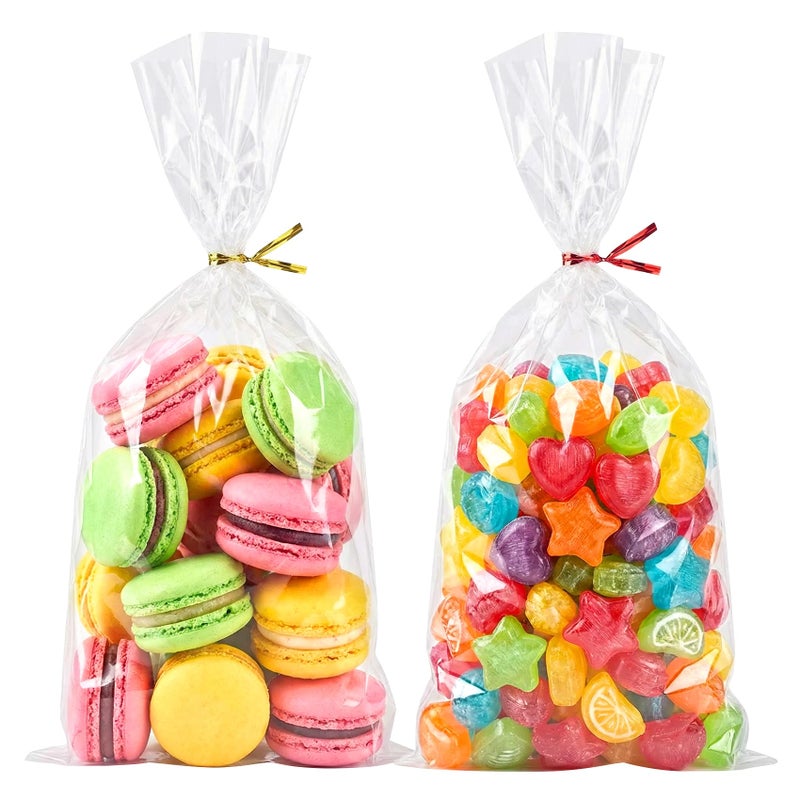 Morepack Cello Cellophane Treat Bags,6x12 Inches Plastic Cello Bags 200 Pcs with Twist Ties for Packaging Dessert,Bakery, Candies,Cookies,Chocolate,Party Favors - Image 5