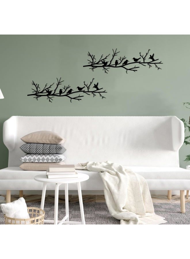 Resama Metal Birds Wall Art for Home Decor - Rustic Black Silhouette Hanging Sculpture with Leaves for Living Room, Garden, and Balcony - Perfect Housewarming Gift - Image 3