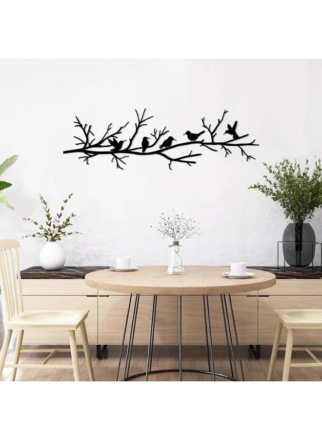 Resama Metal Birds Wall Art for Home Decor - Rustic Black Silhouette Hanging Sculpture with Leaves for Living Room, Garden, and Balcony - Perfect Housewarming Gift - Image 1