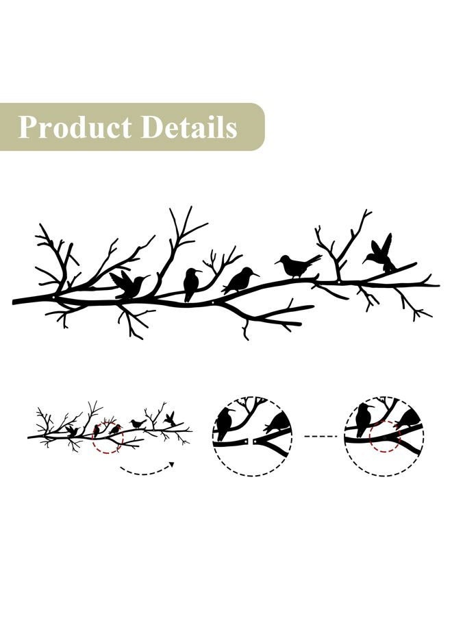 Resama Metal Birds Wall Art for Home Decor - Rustic Black Silhouette Hanging Sculpture with Leaves for Living Room, Garden, and Balcony - Perfect Housewarming Gift - Image 5