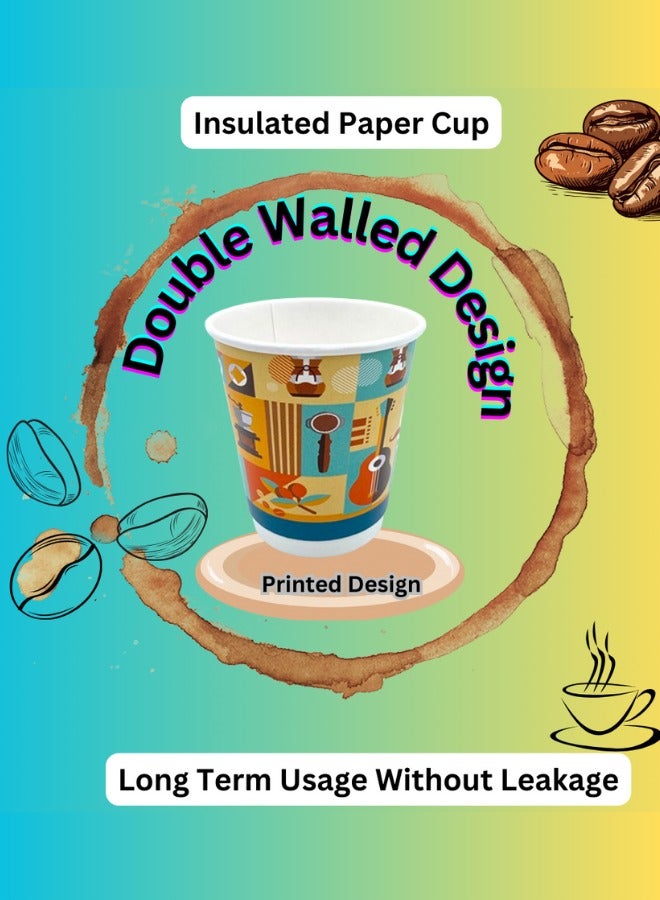 Halapack 8oz Halapack 80-Pack Disposable Double Wall Cups with Printed Design Tea and Coffee - Image 4