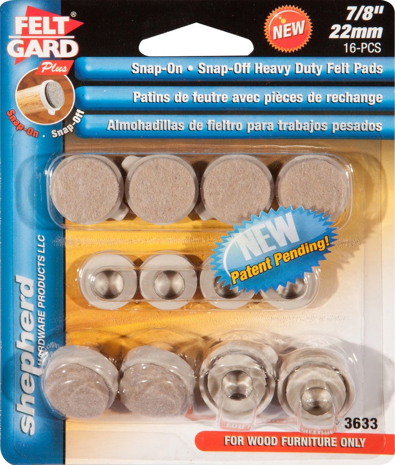 Shepherd Hardware 3633 7/8-Inch Heavy Duty Snap-On/Snap-Off Furniture Pads, 8-Count - Image 2