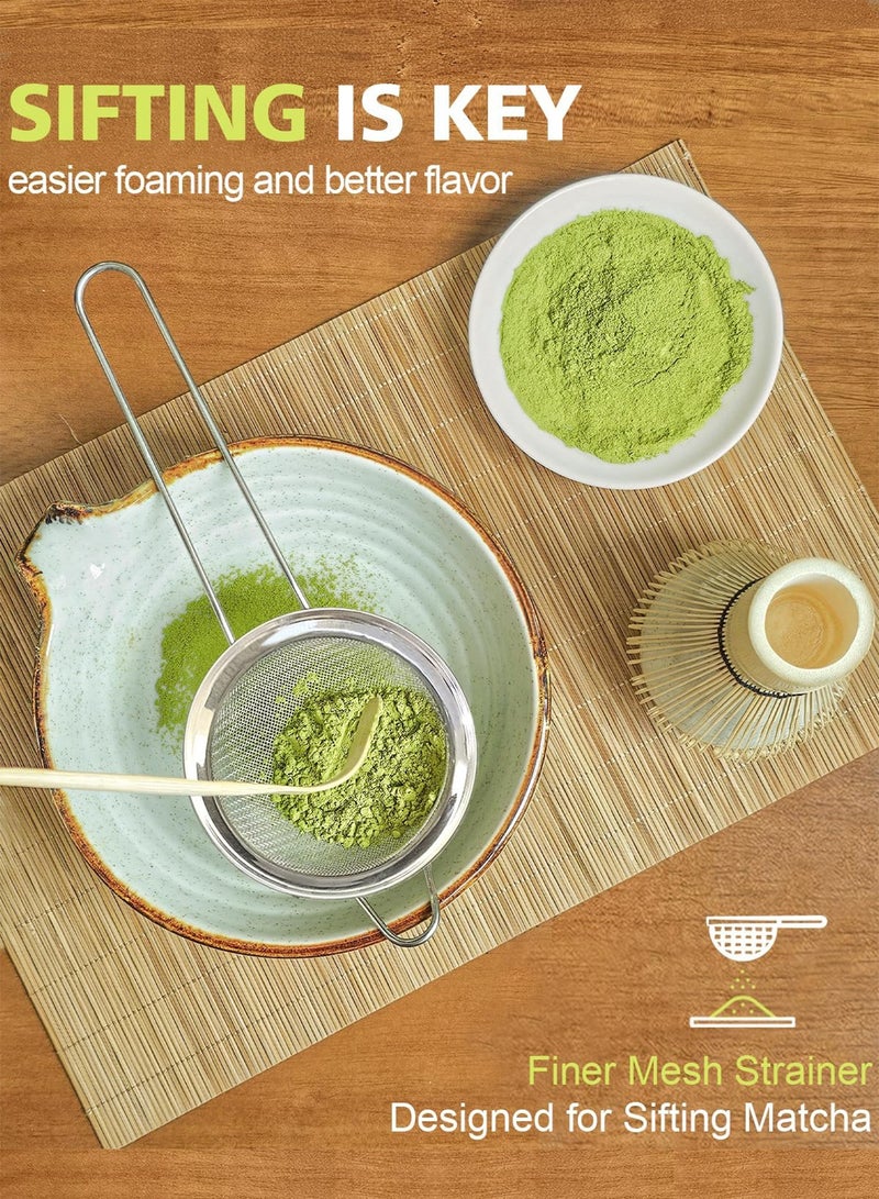 Chillspace 5-piece Japanese Matcha Set Kit for Tea & Coffee Essentials - Ceramic Matcha Bowl, Bamboo Whisk, Scoop, Sifter & Whisk Holder, Complete Matcha Ceremony Gift Set for Kitchen & Dining, 100% Natural (Grey) - Image 4