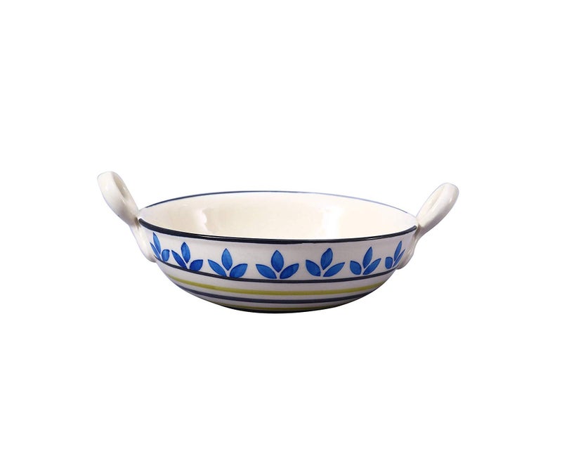 Caffeine Ceramic Handmade Stoneware Flora Serving Kadhai Large (Set of 1 Microwave & Dishwasher Safe) - Image 1