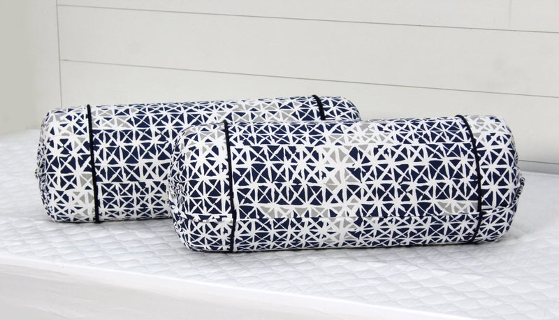 AURAVE Cotton 144 TC Bolster Cover (15"x30"_Blue) - Image 1