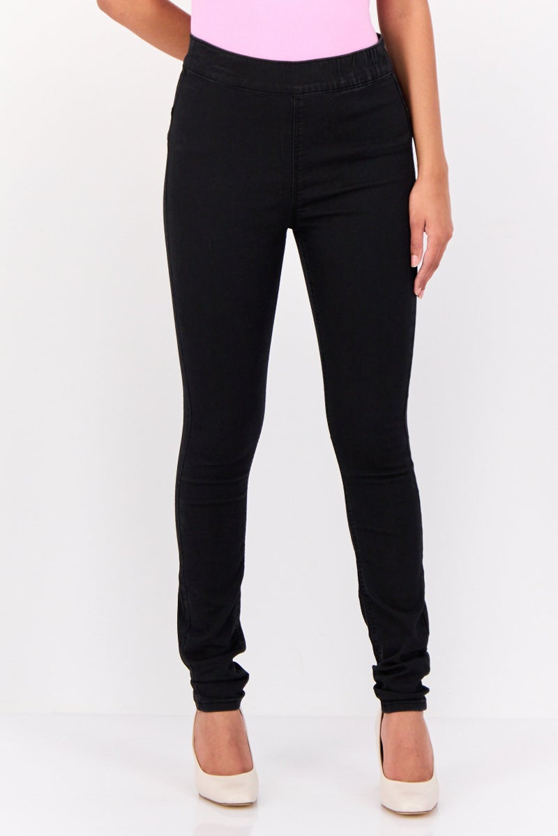 VERO MODA Women Skinny Fit Solid Stretchable Pants, Black - Image 1