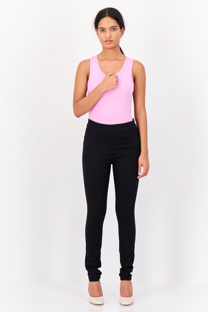 VERO MODA Women Skinny Fit Solid Stretchable Pants, Black - Image 4