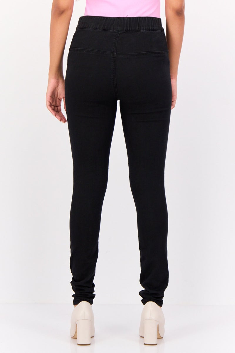 VERO MODA Women Skinny Fit Solid Stretchable Pants, Black - Image 3