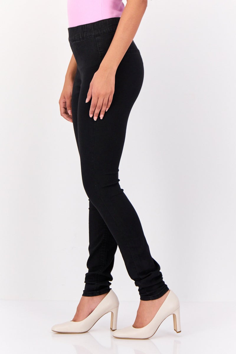 VERO MODA Women Skinny Fit Solid Stretchable Pants, Black - Image 2