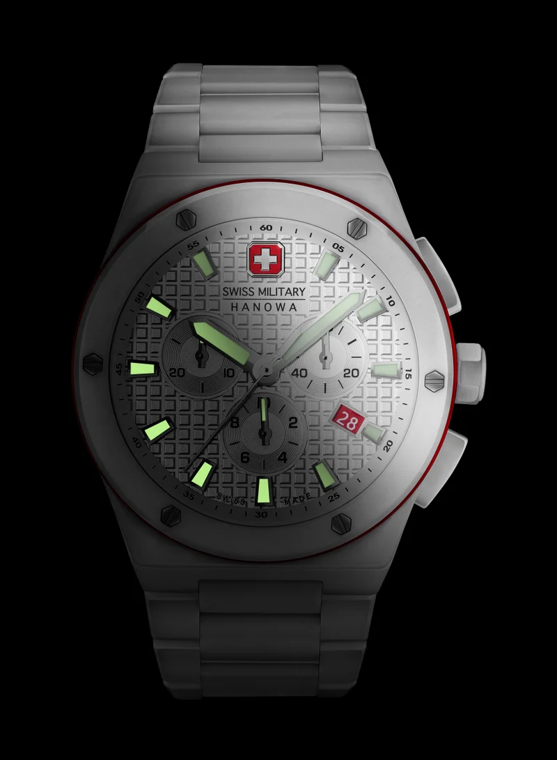 سويس ميليتري هانوا Men's Swiss Military Hanowa Sidewinder Ceramic Watch for Men with White Ceramic Strap 10 Atm - SMWGI0002284