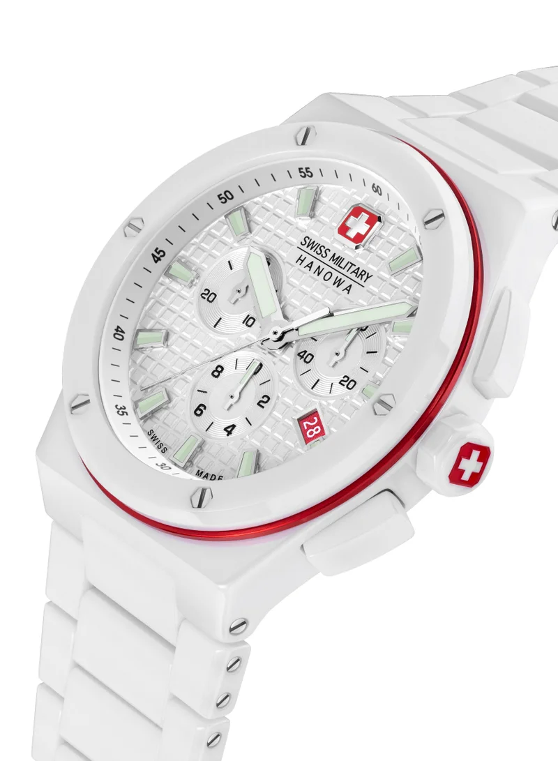 سويس ميليتري هانوا Men's Swiss Military Hanowa Sidewinder Ceramic Watch for Men with White Ceramic Strap 10 Atm - SMWGI0002284