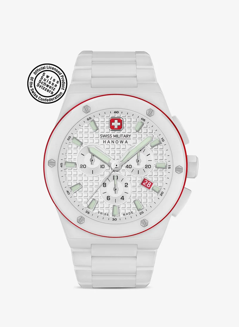 SWISS MILITARY HANOWA Swiss Military Hanowa Sidewinder Ceramic Watch for Men with White Ceramic Strap 10 Atm - SMWGI0002284