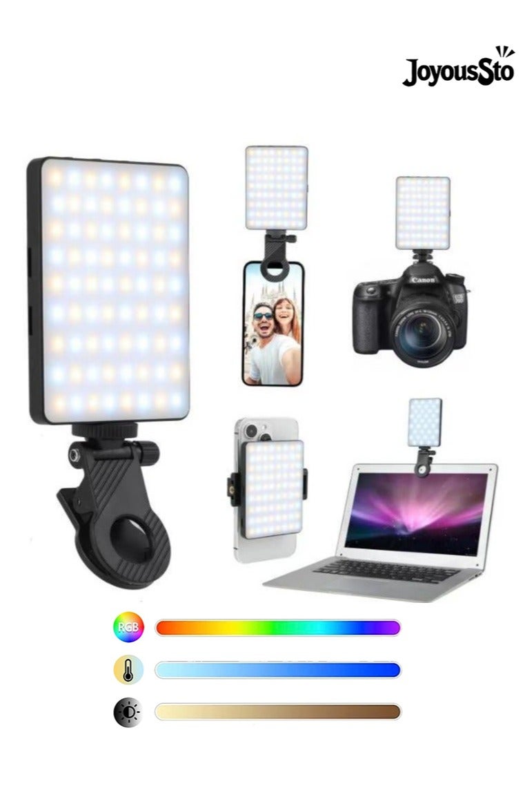 JoyousSto Selfie Light for phone with 132 LEDs, 2000mAh Type-C Rechargeable Portable Selfie Light,RGB Light, Led Phone Light fo Ideal for Video Conferencing, Makeup, and TikTok. Compatible with Phone, Laptop, and Camera - Image 1