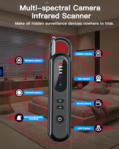 Lonazhna Hidden Camera Detector AntiSpy Camera Finder RF Signal WiFi Scanner GPS Tracker Bug Detector 6 Modes Portable Privacy Protector for Travel Hotel Car Bathroom Spy Device Detection Pen - Image 3