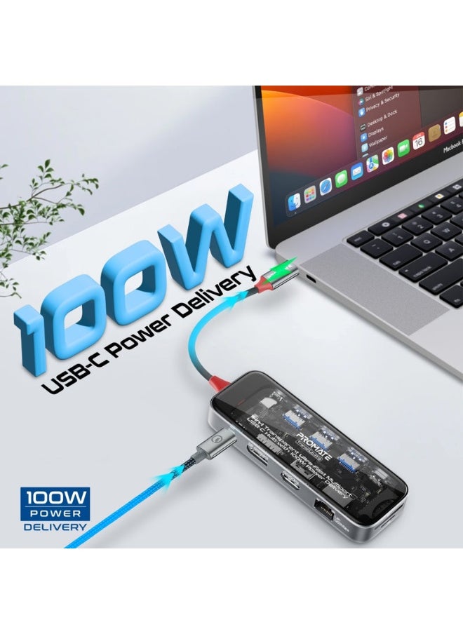 Promat Promate 11-in-1 Transparent Ultra-Fast Multiport USB-C Hub with 100W Power Delivery  - Image 4