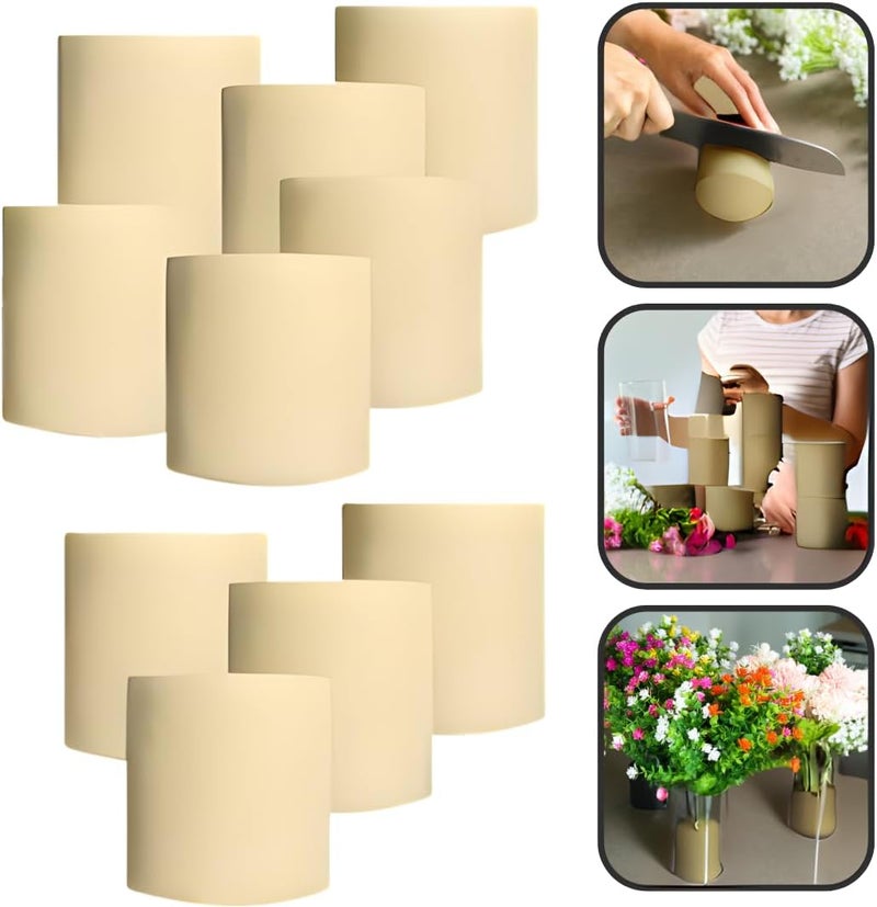 Xcel Floral Foam Blocks - Reusable, Weather Resistant Craft Foam Fresh & Artificial Flower Arrangements, Faux Florist Foam Planters Florist Supplies (Beige White 3" Round x 3" Thick - 10 Pack) - Image 2