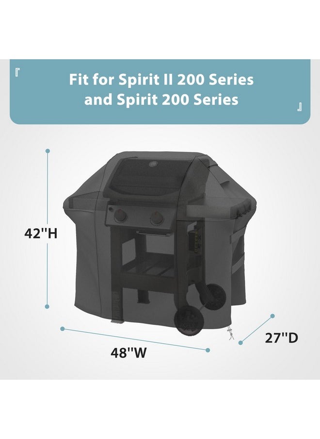 Shinestar - Grill Cover for Weber Spirit II 200 Series, Double Straps and Built-in Vents, Heavy Duty & Waterproof, Fits Grill Up to 48 Inch Wide, Black - Image 1