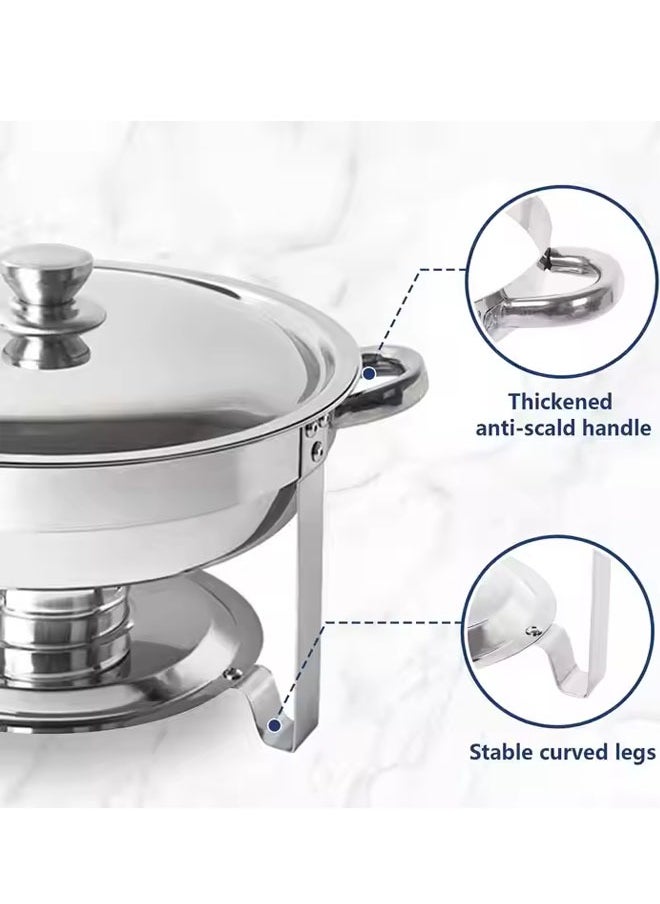 Beauenty Buffet Stove Stainless Steel Chafing Dish Buffet Set Hot Pot With Lid And Built-In Lid Holder Stainless Steel Food Warmer  Food Warmer With Stand And Burner Round Stainless Steel  Food Warming Tray  - Image 4