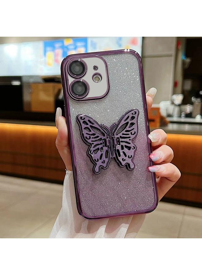 Zaboon Case For iPhone 12 mini Electroplated Gradient Glitter 3D Butterfly TPU Phone Case - Image 1