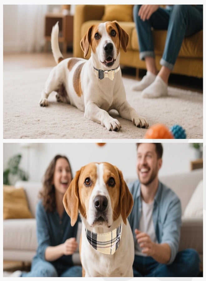 كولتيل طقم طوق ومقود للكلاب الصغيرة من KOOLTAIL مع ربطة عنق وأجراس، طوق ومقود للجراء بتطريز دقيق ونمط مربعات كلاسيكي، مقود من الجلد الناعم مقاوم للتشابك للكلاب الصغيرة والقطط، ذكورًا وإناثًا - Image 4