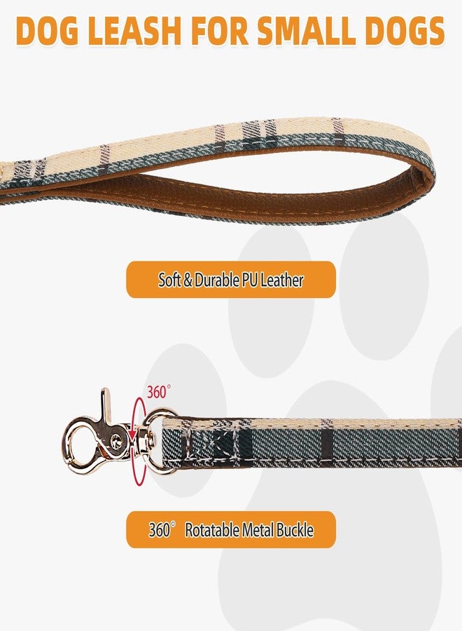 كولتيل طقم طوق ومقود للكلاب الصغيرة من KOOLTAIL مع ربطة عنق وأجراس، طوق ومقود للجراء بتطريز دقيق ونمط مربعات كلاسيكي، مقود من الجلد الناعم مقاوم للتشابك للكلاب الصغيرة والقطط، ذكورًا وإناثًا - Image 3