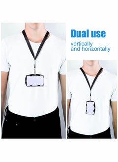 Y&D 2 Sided id Badge Holder Rigid Hard Plastic Access Card case Vertical and Horizontal Black Protectors Credit Protector for Card(30 Packs)  - Image 2
