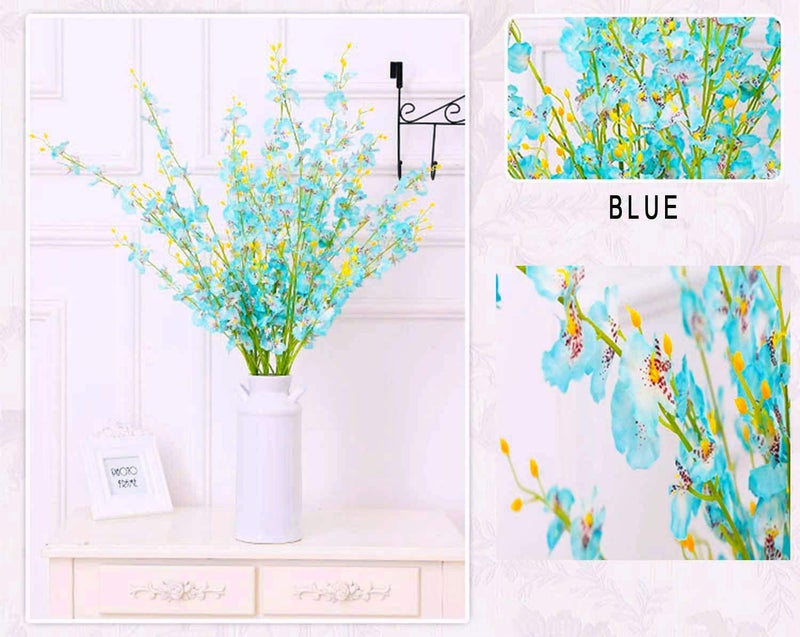 MISSWARM 10 PCS Dancing Lady Orchids Butterfly Artificial Flowers, 38 Inches Silk Artificial Flower Fake Flowers for Wedding and Home Decoration (Teal Blue) - Image 2