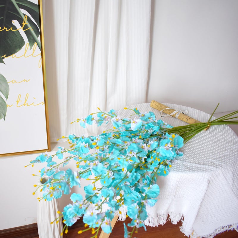 MISSWARM 10 PCS Dancing Lady Orchids Butterfly Artificial Flowers, 38 Inches Silk Artificial Flower Fake Flowers for Wedding and Home Decoration (Teal Blue) - Image 5