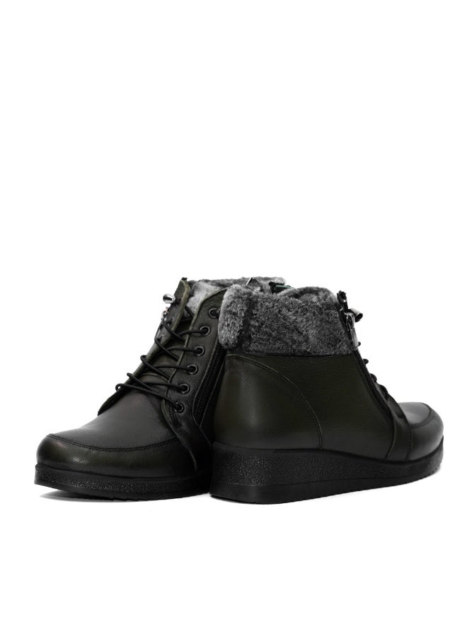 Levent Genuine Leather Women Half Boot With Fur - Image 1