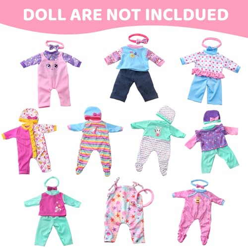 UNICORN ELEMENT 10 Sets Baby Doll Clothes for 1418 Inch Dolls 17 Inch Baby Doll Clothes and Headbands Outfits Pjs Accessories for 43cm New Born Dolls - Image 5
