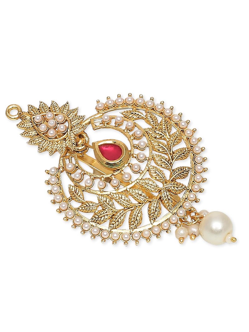 Oomph! OOMPH Jewellery Gold Tone Kundan Hair Bun Pin - Juda Pin - Ethnic Chandbali Style for Women & Girls Stylish Latest (HST14_O) - Image 4