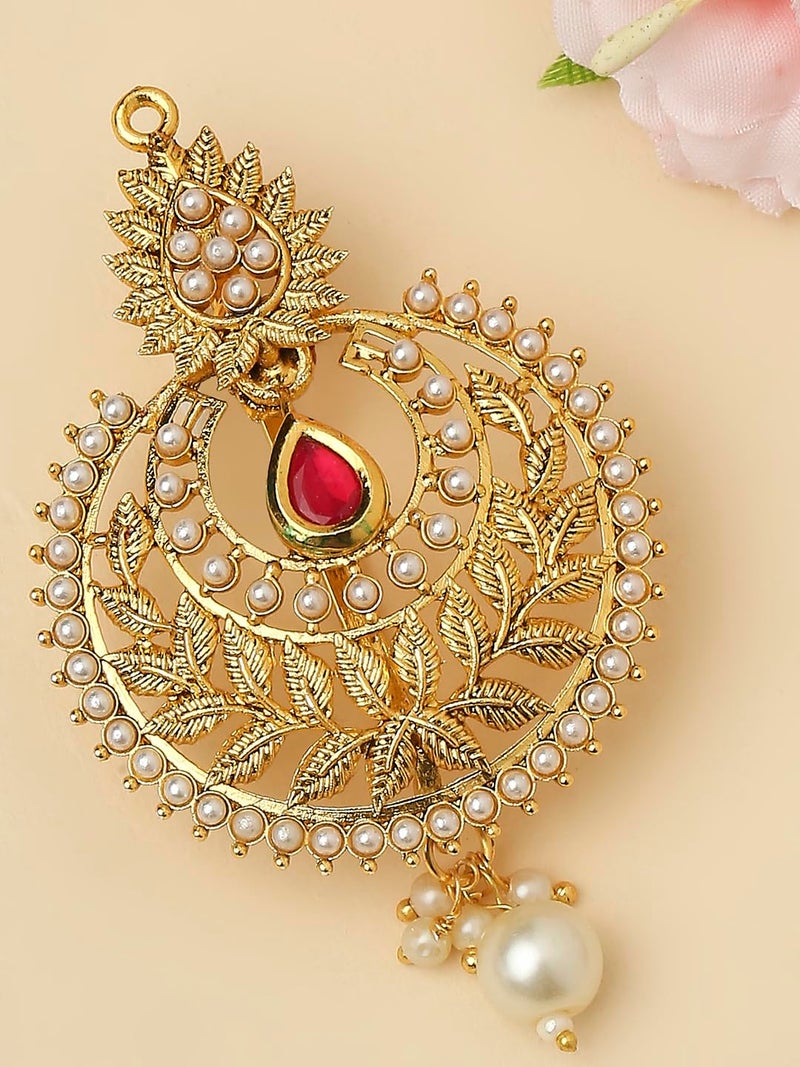 Oomph! OOMPH Jewellery Gold Tone Kundan Hair Bun Pin - Juda Pin - Ethnic Chandbali Style for Women & Girls Stylish Latest (HST14_O) - Image 3