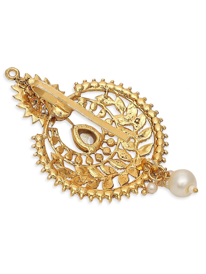 Oomph! OOMPH Jewellery Gold Tone Kundan Hair Bun Pin - Juda Pin - Ethnic Chandbali Style for Women & Girls Stylish Latest (HST14_O) - Image 5