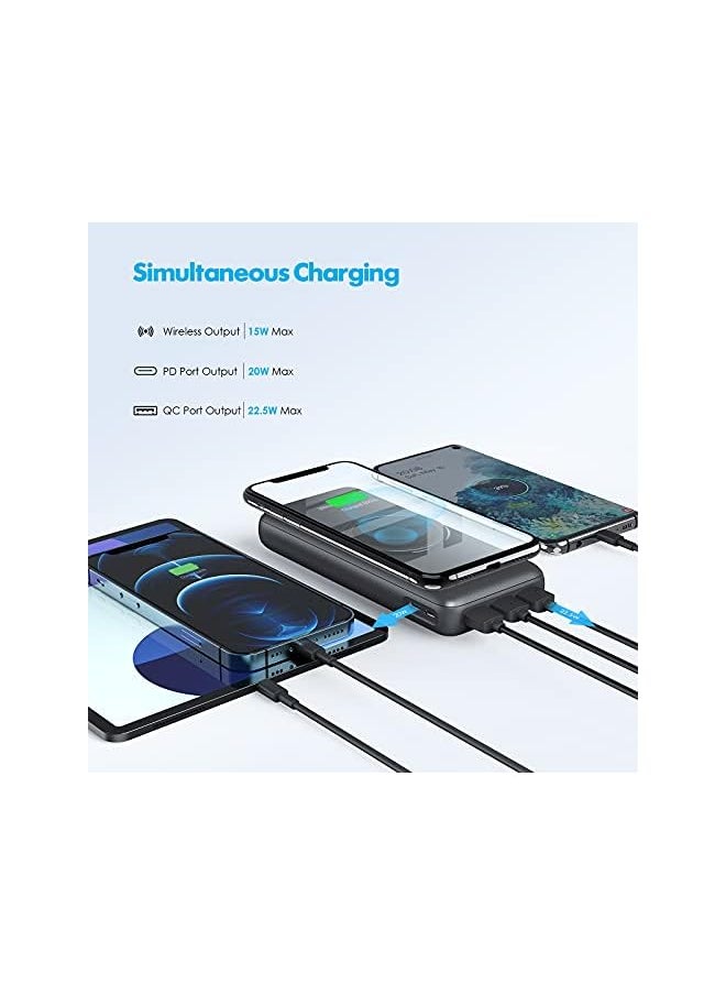 Charmast - 20000Mah Wireless Power Bank 15W Max 18W Pd And Qc 3.0 Portable Charger With 3 Inputs And 4 Outputs Usb C Battery Pack Compatible With Iphone Samsung Tablet And More - Image 1