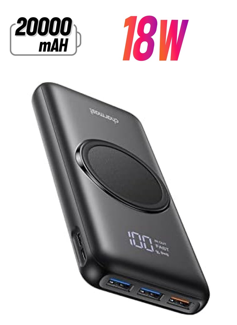 Charmast - 20000Mah Wireless Power Bank 15W Max 18W Pd And Qc 3.0 Portable Charger With 3 Inputs And 4 Outputs Usb C Battery Pack Compatible With Iphone Samsung Tablet And More - Image 1