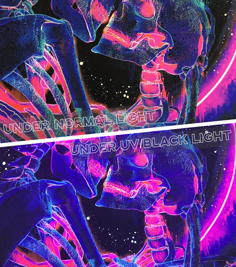 TUGCAY Blacklight Skull Tapestry Glow in the Dark Tapestry Kissing Lovers Tapestries Skeleton Neon Trippy Moon Stars Vertical Posters Wall Hanging Decor for Bedroom Aesthetic – 51.2” x 59.1” - Image 4