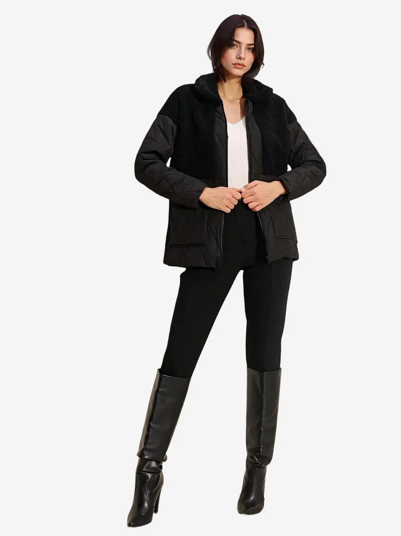 بيغ دارت جاكيت منتفخ سميك من البلوش المحبوك من