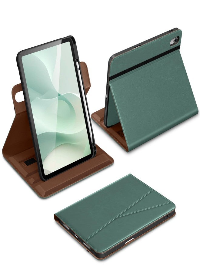 DTTO for iPad A16 Case, iPad 11th / 10th Generation Case (2025/2022), 360 Degree Rotating Premium Leather Folio Stand Cover with Pencil Holder, Midnight Green - Image 1