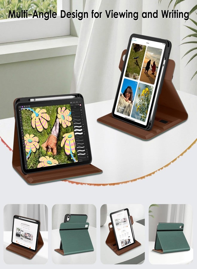 DTTO for iPad A16 Case, iPad 11th / 10th Generation Case (2025/2022), 360 Degree Rotating Premium Leather Folio Stand Cover with Pencil Holder, Midnight Green - Image 2