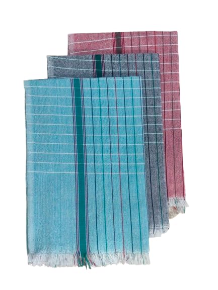 AYUS Cotton Bath Towel 480 GSM (Set of 3, Lavender, Red, Sky, Blue 75 cm X 150 cm) - Image 1