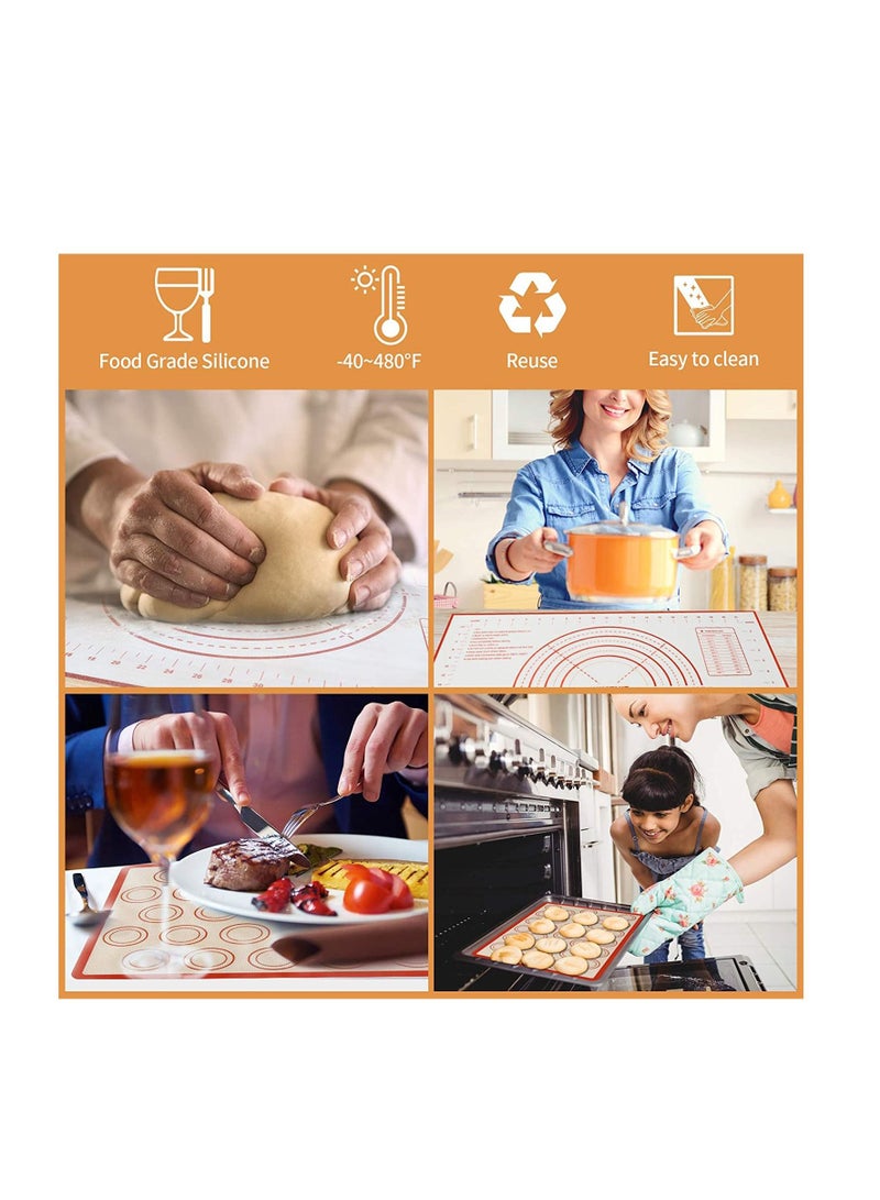 Silicone Baking Mats 2 Pack Non Stick and Reusable Oven Silicon Sheet Mat Heat Resistant Cooking Bakeware for Making Macarons Pastry Pizza Bread Red - Image 5