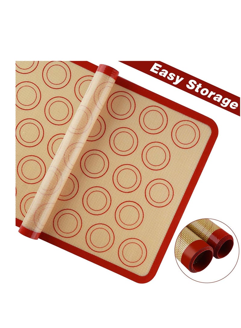 Silicone Baking Mats 2 Pack Non Stick and Reusable Oven Silicon Sheet Mat Heat Resistant Cooking Bakeware for Making Macarons Pastry Pizza Bread Red - Image 4
