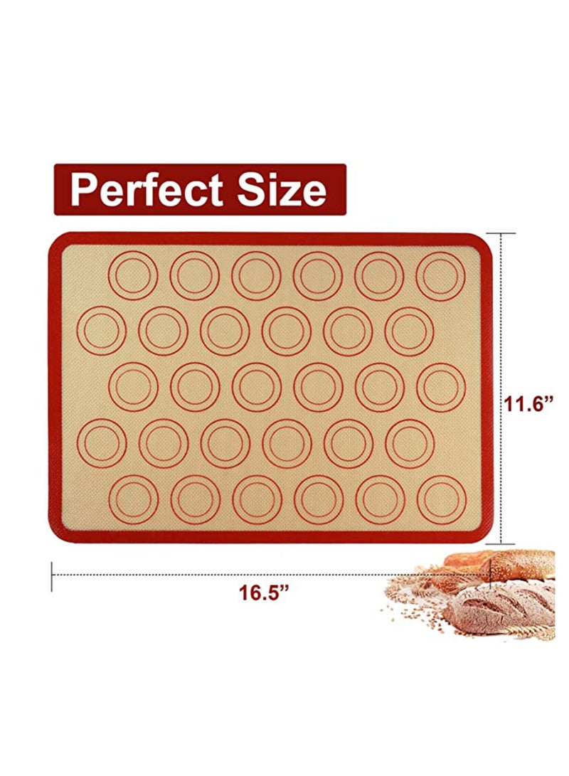 Silicone Baking Mats 2 Pack Non Stick and Reusable Oven Silicon Sheet Mat Heat Resistant Cooking Bakeware for Making Macarons Pastry Pizza Bread Red - Image 2