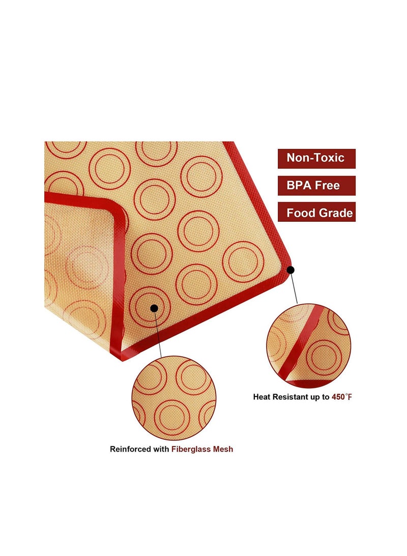 Silicone Baking Mats 2 Pack Non Stick and Reusable Oven Silicon Sheet Mat Heat Resistant Cooking Bakeware for Making Macarons Pastry Pizza Bread Red - Image 3