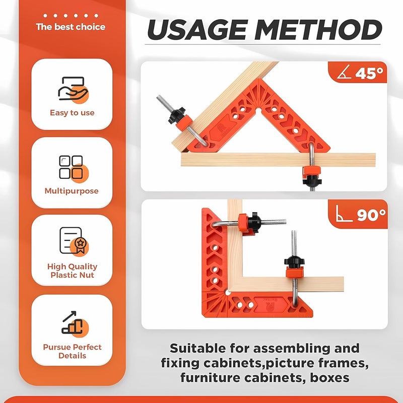 RetLeen 90 Degree Carpenter Positioning Squares 3 4 Right Angle Clamps LType Corner Positioning Tool Woodworking Clamp for Frames Cabinets and DIY Projects - Image 4